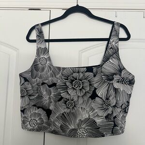 Floral Black and White Top